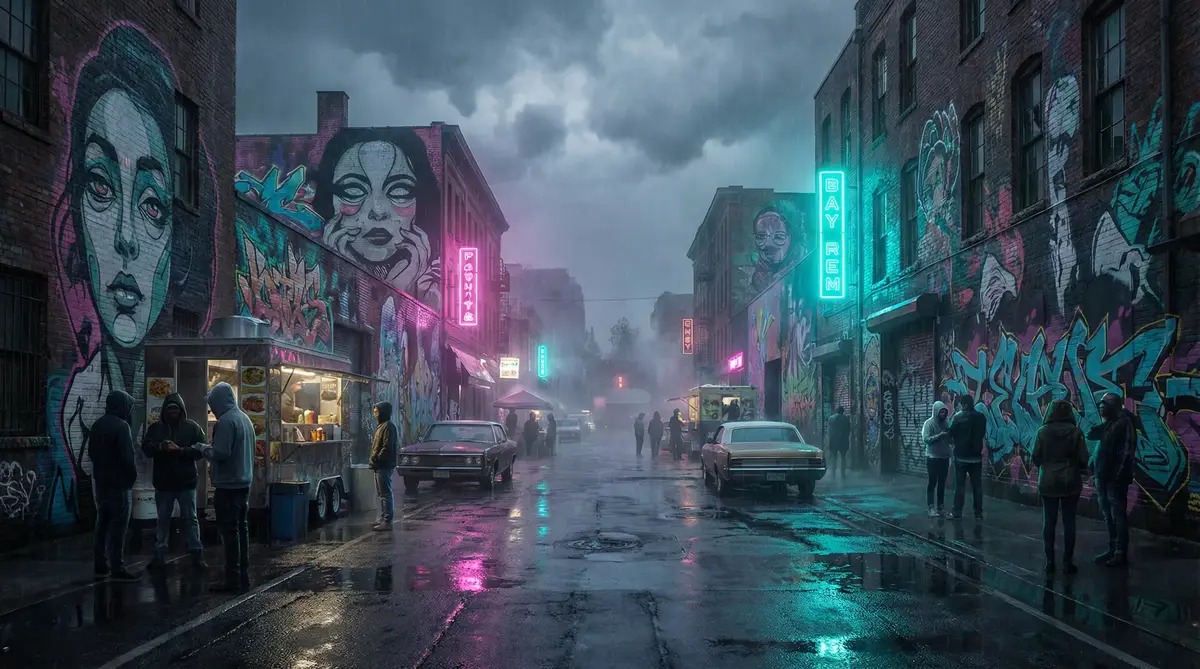 黑皮辣妹 - 雨夜壁画街